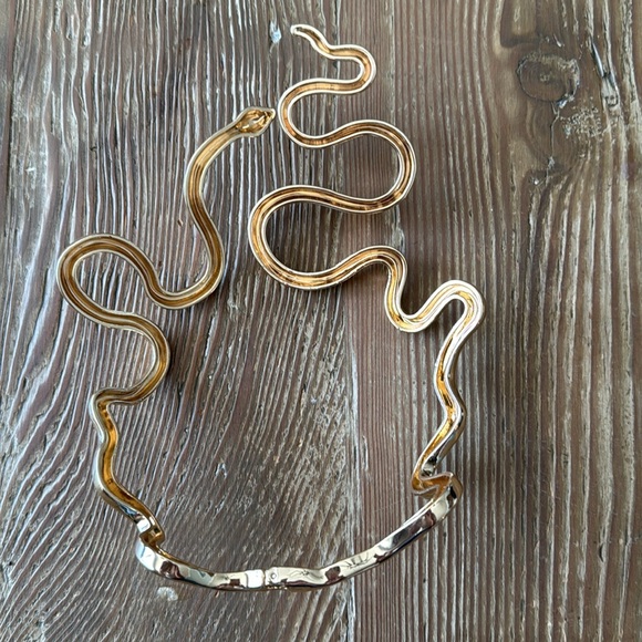 Snake Abstract Hinged Statement Necklace in gold color NWOT - Picture 2 of 4